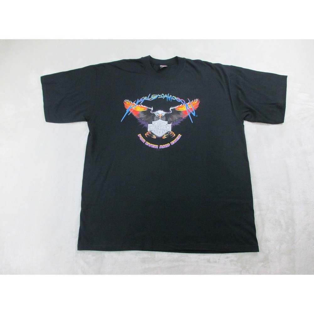 VINTAGE Harley Davidson Shirt Mens Extra Large Black Eagle For Ever Rider 90s*